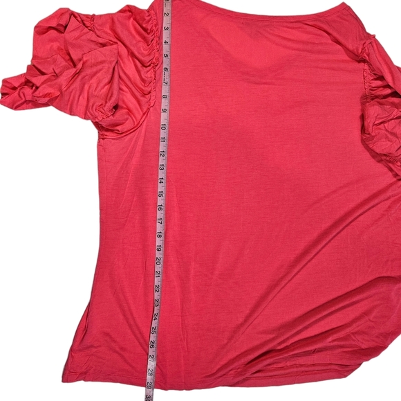 Sejour Hot Pink Tunic Blouse Sz 2X Wide Ruffle Sleeves Pullover Top Shirt Casual - Picture 10 of 11